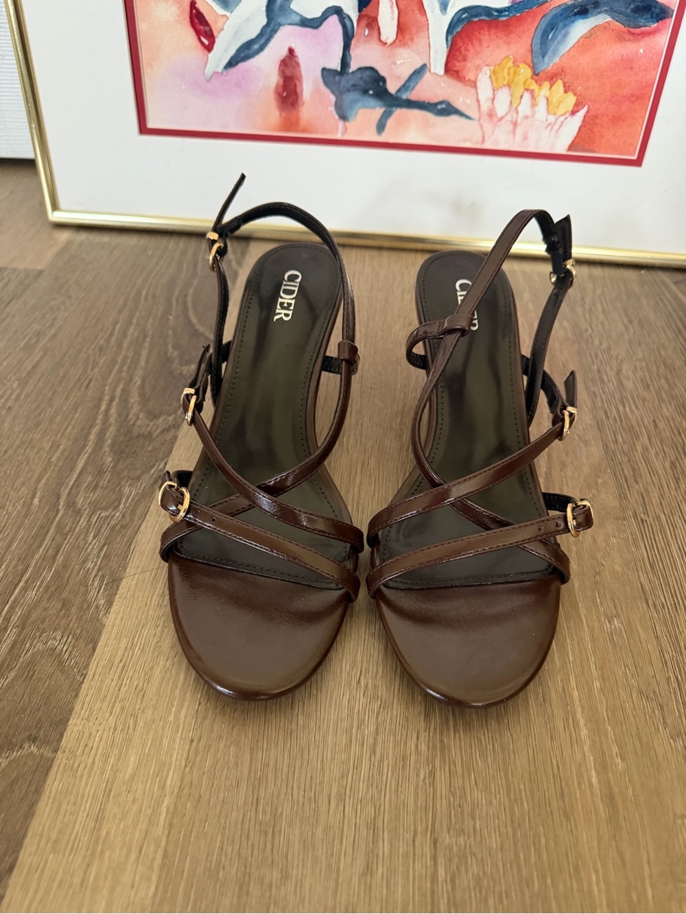 Cider Dark Brown Strappy Slingback Heels